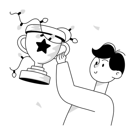 Boy celebrates Winning party  Illustration
