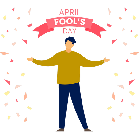 Boy celebrating April fool's day  Illustration