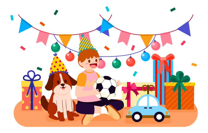 Boy celebrating birthday  Illustration