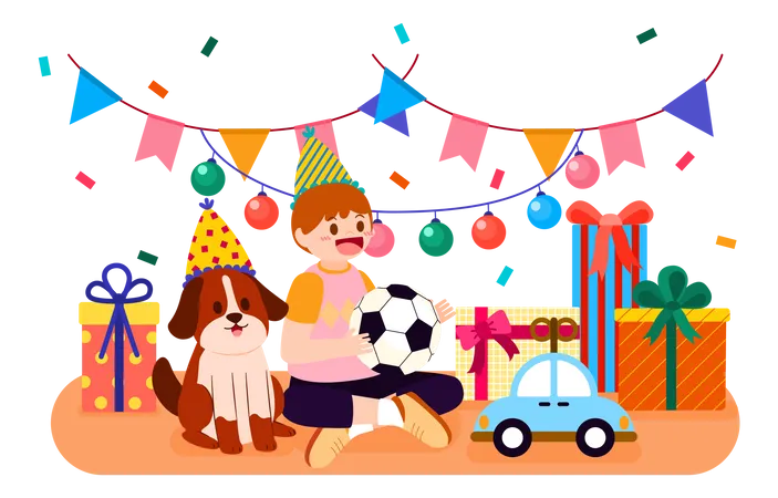 Boy celebrating birthday  Illustration