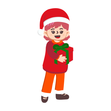 クリスマスを祝う少年  イラスト