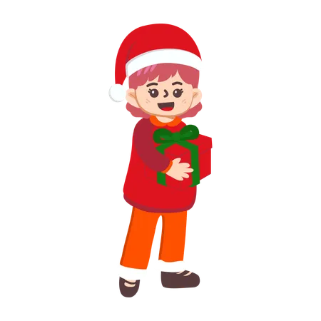 クリスマスを祝う少年  イラスト