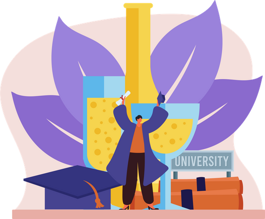 Boy celebrating college graduation  Illustration