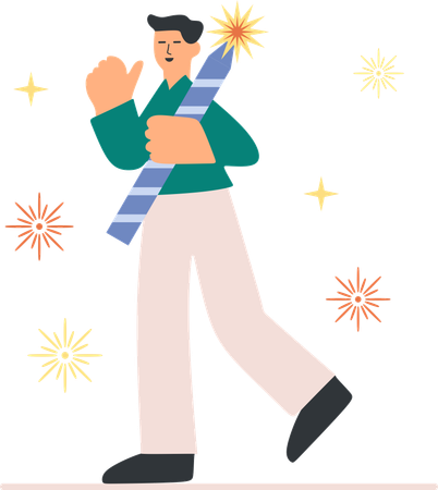 Boy celebrating festival of lights  Illustration