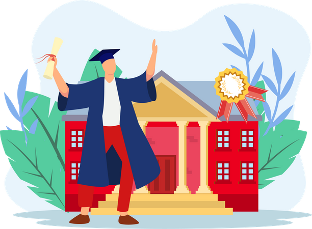 Boy celebrating graduation achievement  Illustration