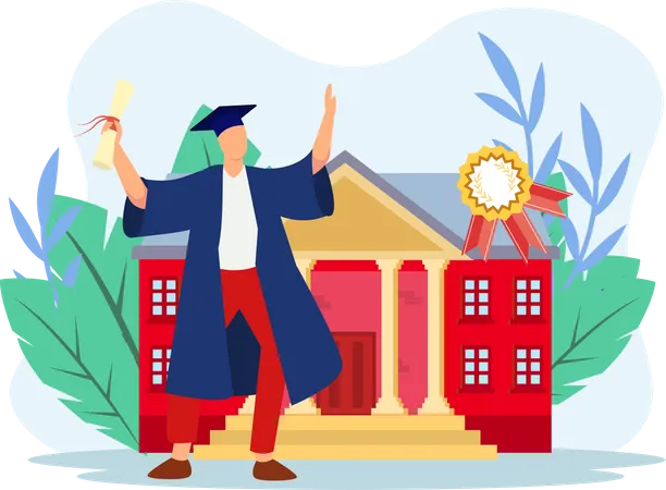Boy celebrating graduation achievement  Illustration