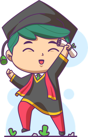 Boy celebrating graduation achievement  Illustration