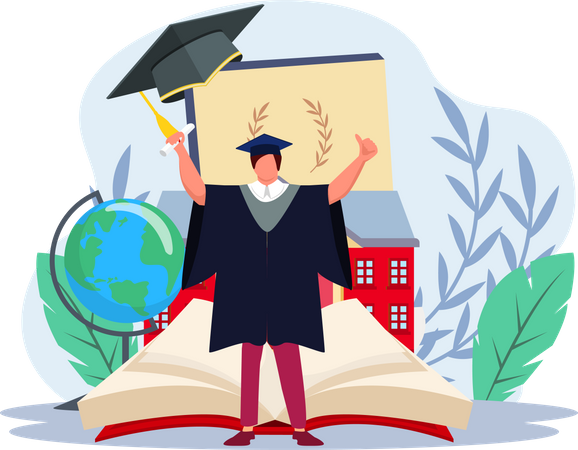 Boy celebrating graduation  Illustration