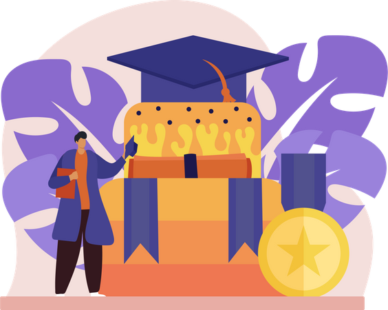 Boy celebrating graduation  Illustration