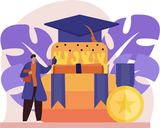 Boy celebrating graduation  Illustration