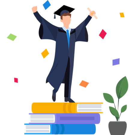 Boy celebrating graduation  Illustration