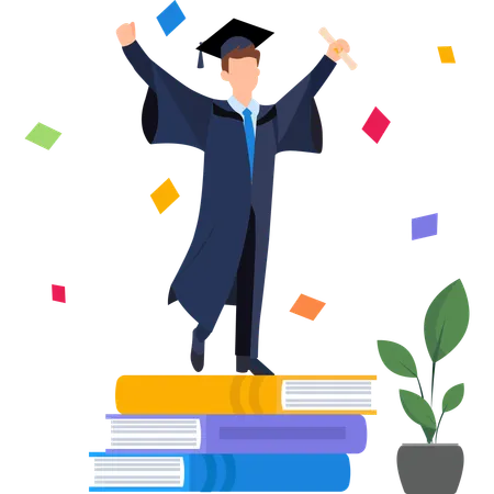 Boy celebrating graduation  Illustration