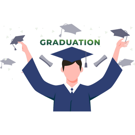 Boy celebrating graduation  Illustration