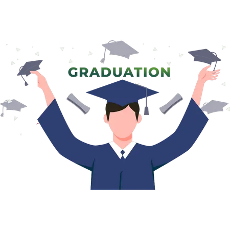 Boy celebrating graduation  Illustration