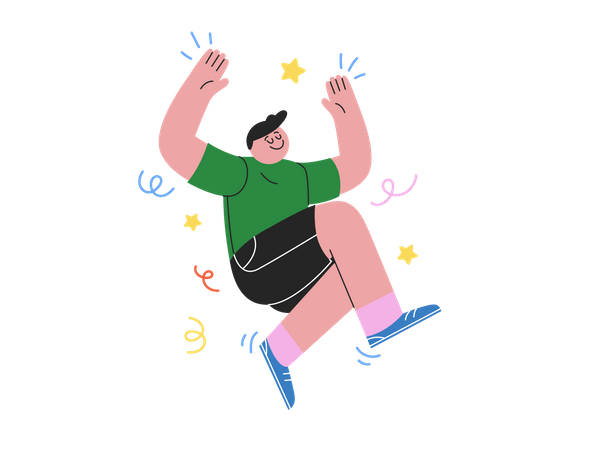 Boy celebrating happiness Illustration