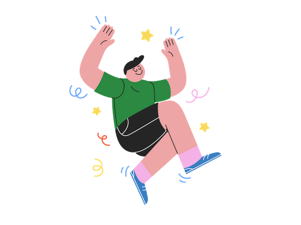 Boy celebrating happiness  Illustration