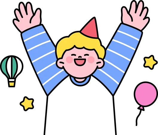 誕生日を祝う少年  イラスト