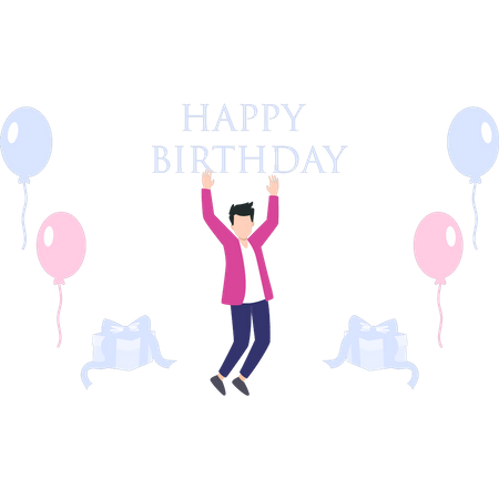 Boy celebrating his birthday  Illustration