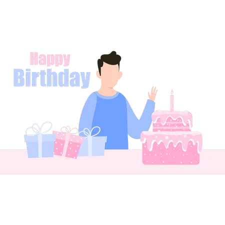 Boy celebrating his birthday  Illustration