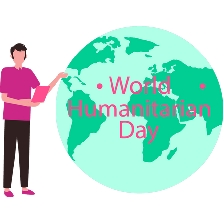 Boy celebrating Humanitarian Day  Illustration