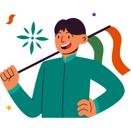 Boy celebrating Indian republic day Illustration
