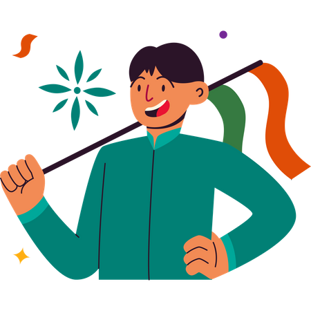 Boy celebrating Indian republic day  Illustration