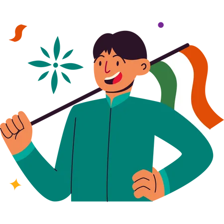 Boy celebrating Indian republic day  Illustration