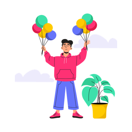 Boy Celebrating Startup Launch  Illustration