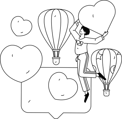 Boy celebrating valentine day  Illustration