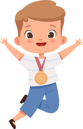 Boy celebrating victory  Illustration
