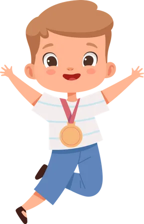 Boy celebrating victory  Illustration