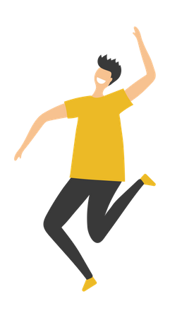 Boy celebrating while jumping  Illustration