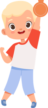 Boy celebrating win  Illustration
