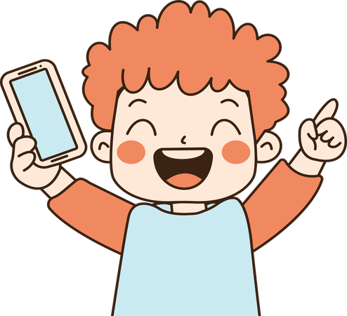 Boy Character Holding phone  Illustration