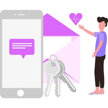 Boy chatting on mobile  Illustration