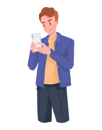 Boy chatting on phone  Illustration