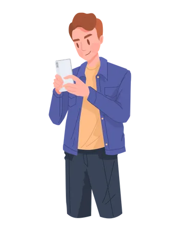 Boy chatting on phone  Illustration