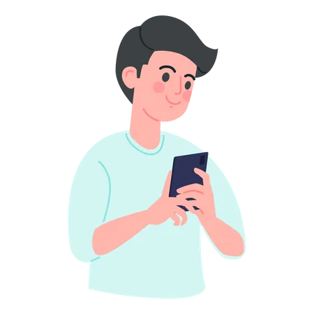 Boy chatting on social media Illustration