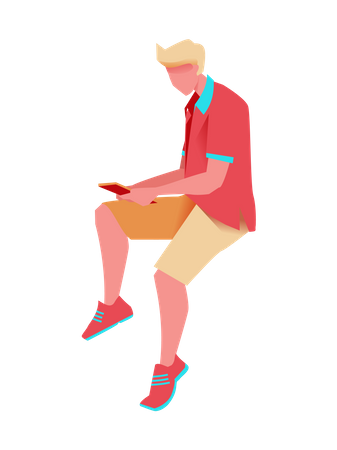 Boy chatting on social media  Illustration