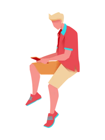 Boy chatting on social media  Illustration