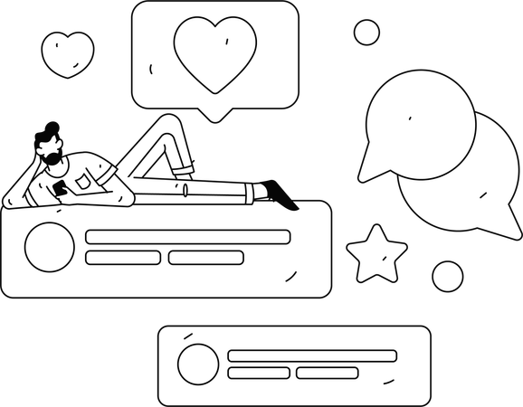Boy chatting on social media  Illustration