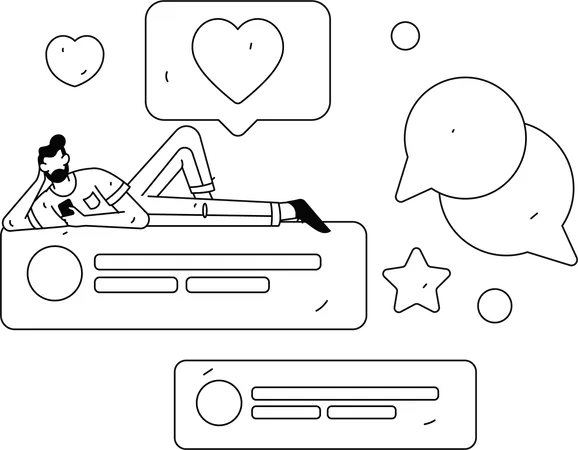 Boy chatting on social media  Illustration