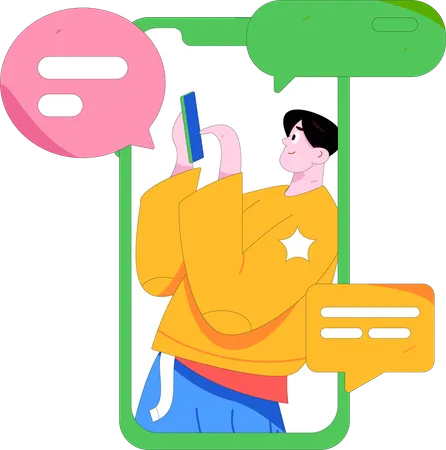 Boy chatting online  Illustration