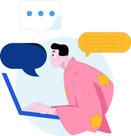 Boy chatting online  Illustration