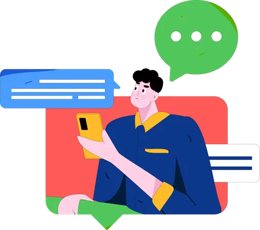 Boy chatting online  Illustration