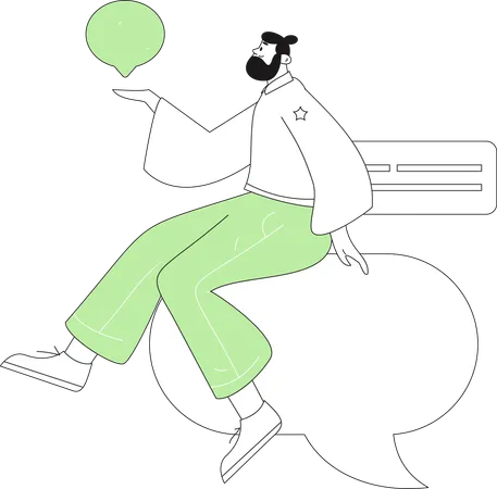 Boy chatting online  Illustration
