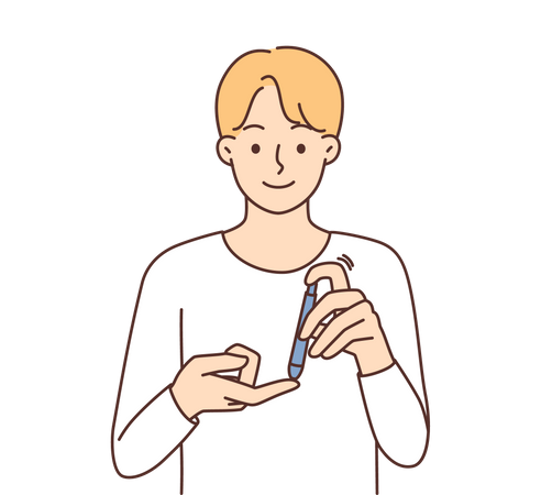 Boy checking diabetes  Illustration