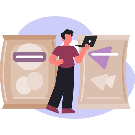 Boy  checking flour quality  Illustration