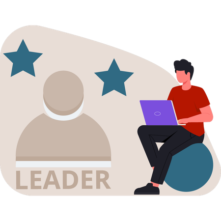 Boy checking leader profile  Illustration