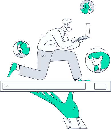 Boy checking staff profile  Illustration